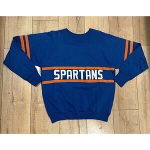 Logo 7 XL Spartans Blue & Orange Crewneck Pullover Sweatshirt Vintage USA Made